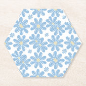 Blauw Floral Patroon - Papieren Onderzetters (Voorkant)