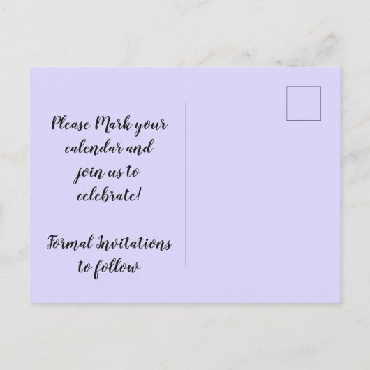 Blauw Floral Patroon sparen de Datum Aankondigingskaart (Achterkant)