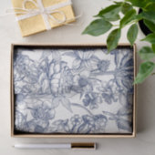 Blauw  Floral Pattern Elegant Tissuepapier (Geschenk)