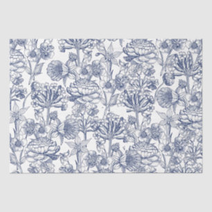 Blauw  Floral Pattern Elegant Tissuepapier
