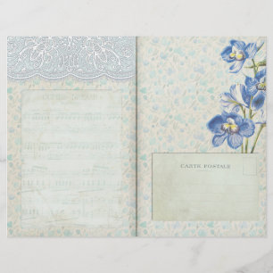 Blauw Floral Patterned & Lace Journal Page
