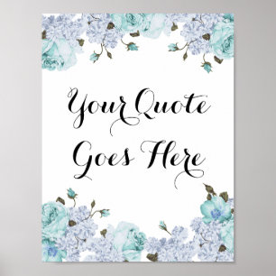 Blauw Floral  Poster afdrukken