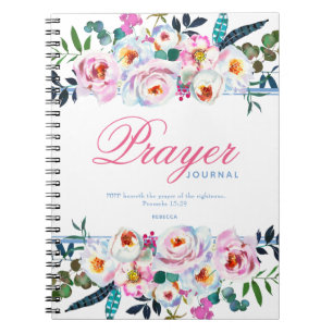 blauw, Floral Prayer Journal Notitieboek
