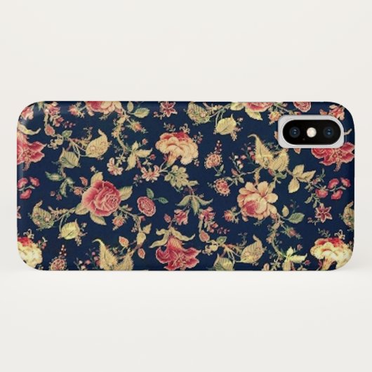  Blauw Floral Roos Case-Mate iPhone Case (Achterkant (horizontaal))