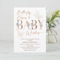 Blauw Floral Roos Gold Butterfly kisses Baby showe