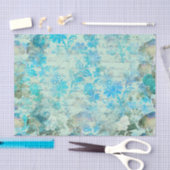 Blauw Floral Text Decoupage Paper Tissuepapier (Craft)