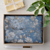  Blauw Floral toile de jouy Tissuepapier (Geschenk)