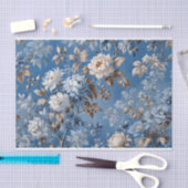  Blauw Floral toile de jouy Tissuepapier (Craft)
