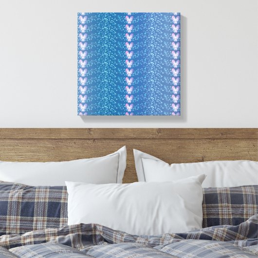  Blauw Floral Violet behang Canvas Afdruk (Insitu (Slaapkamer))