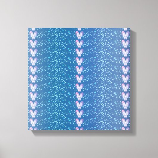 Blauw Floral Violet behang Canvas Afdruk (Voorkant)