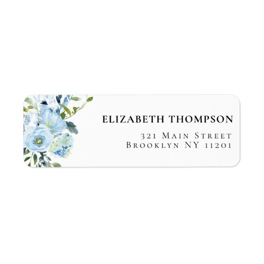 Blauw Floral Vrijgezellenfeest Etiket (Voorkant)