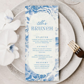 Blauw Floral Vrijgezellenfeest Gift Hartelijk dank Menu