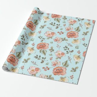 Blauw Floral wrapping Paper Cadeaupapier