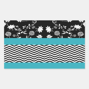 blauw florchevron rechthoekige sticker