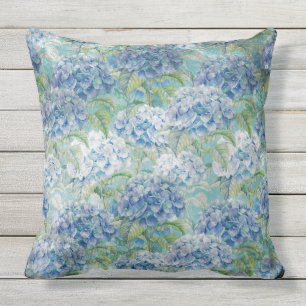 Blauw floreel Hydrangea Bloedpatroon Buitenkussen