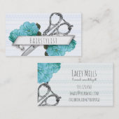 blauw floreel kapster visitekaartje (Voorkant / Achterkant)