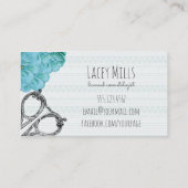 blauw floreel kapster visitekaartje (Achterkant)