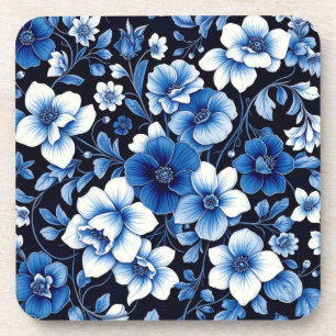 blauw fluwelen bloemen onderzetter