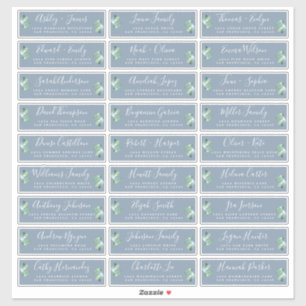 Blauw Foliage Bruiloft Gast Adresetiketten Sticker