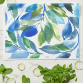 Blauw Foliage keukenhanddoek (Gevouwen)