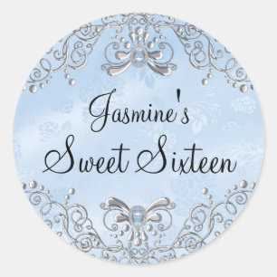 Blauw fonkelende juweel Sweet Sixteen sticker