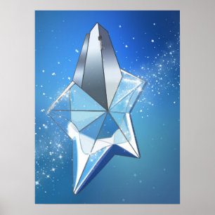 Blauw Fonkelende Ster Parfumfles Glamour Poster