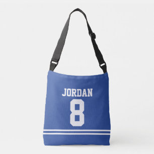 Blauw Football Jersey met de Naam en het Aantal Crossbody Tas