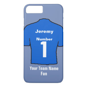 Blauw Football Shirt Kies naam en team iPhone 8 Plus / 7 Plus Hoesje