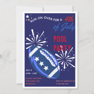  blauw Football Vierde juli Pool Party Kaart