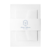 Blauw Formele Monogram Creet & Script Wedding Uitnodigingen Wikkel (Voorkant Voorbeeld)