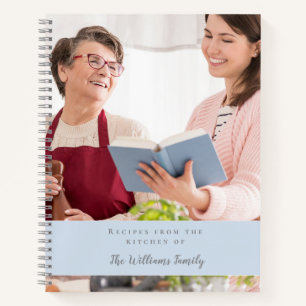 Blauw Fotoboek met Eigen Familie Recepten Notitieboek