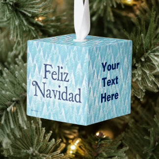 Blauw fractaal bos - Feliz Navidad Kubus Ornament
