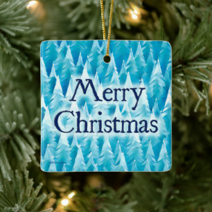 Blauw fractaal bos keramisch ornament