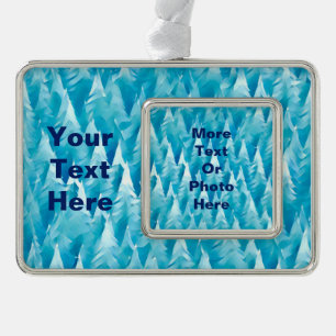 Blauw fractaal bos verzilverd kader ornament