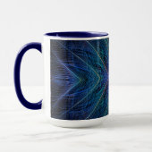 Blauw fractal doetherontwerp mok (Links)