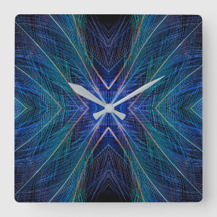 Blauw fractal doetherontwerp vierkante klok
