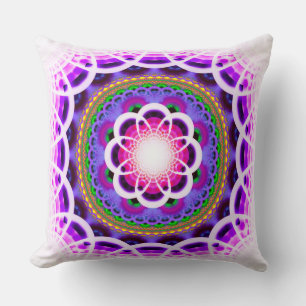 Blauw fractal mozaïekpatroon kussen