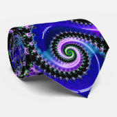 Blauw Fractal Spiraalpatroon - Moderne Wiskunde Stropdas (Opgerold)
