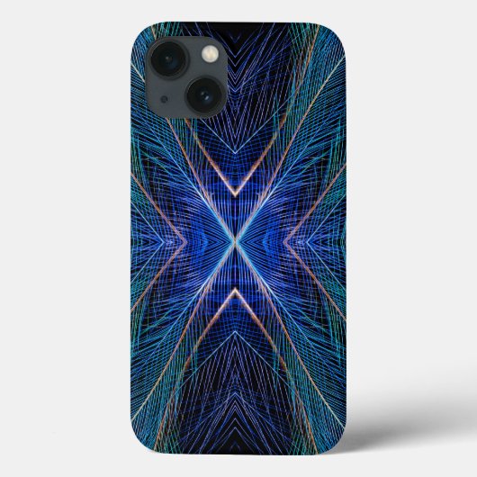 Blauw Fractal Veerontwerp Case-Mate iPhone Case (Achterkant)