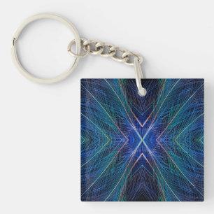 Blauw Fractal Veerontwerp Sleutelhanger