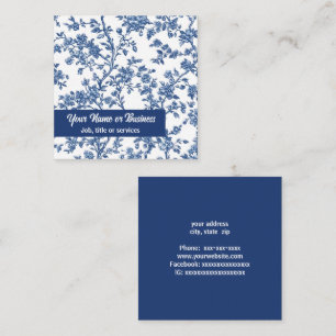Blauw Frans bloementoilet Vierkante Visitekaartje