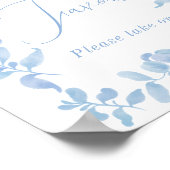 Blauw frans bloemig gunst vrijgezellenfeest poster (Hoek)