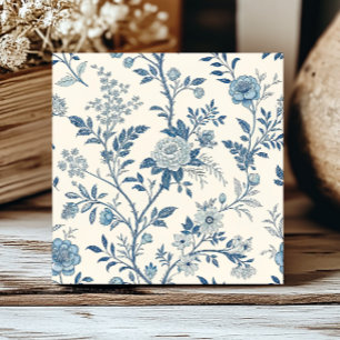 Blauw Frans bloemmotief Toile de Jouy-patroon Tegeltje