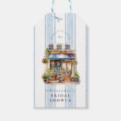 Blauw Frans Café Bruidsuitje Cadeaulabel (Voorkant)