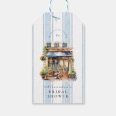 Blauw Frans Café Bruidsuitje Cadeaulabel (Achterkant)