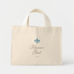 Blauw Frans Fleur de Lis Bloemenmeisje Naam Mini Tote Bag