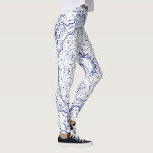Blauw  Frans gezicht boven wit Leggings (Rechts)