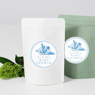 Blauw Frans Land Boerderij Dier Jongen Baby shower Ronde Sticker