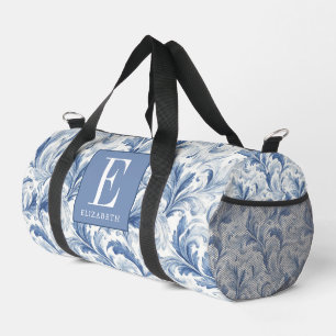 Blauw Frans land toile patroon monogram Plunjezak
