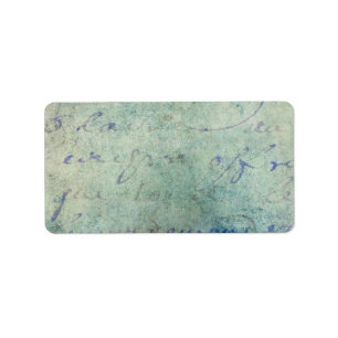 blauw Frans Script Parchment Paper Etiket